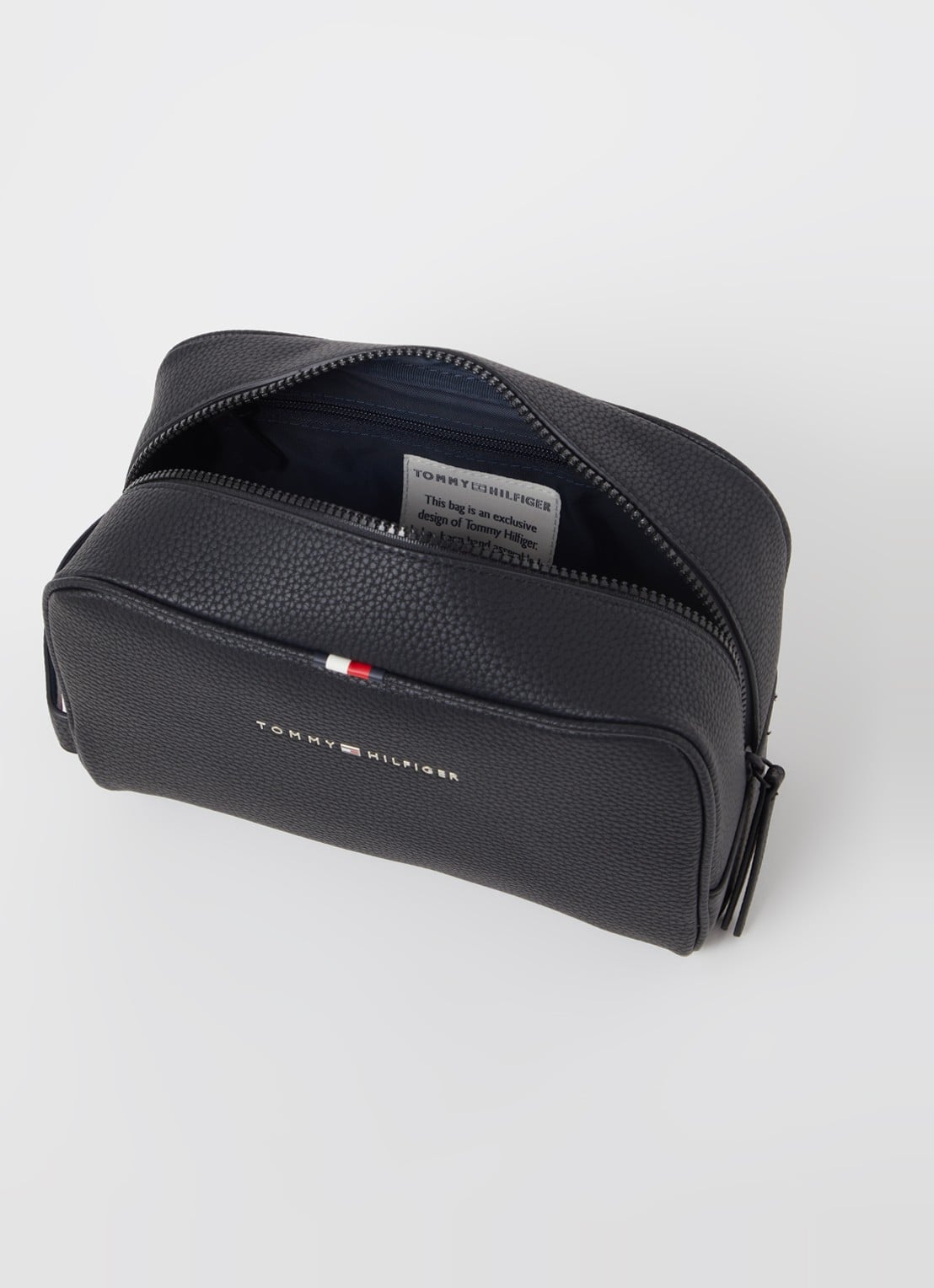 Tommy Hilfiger Toilettas met logo  - voorkant 2 zwart