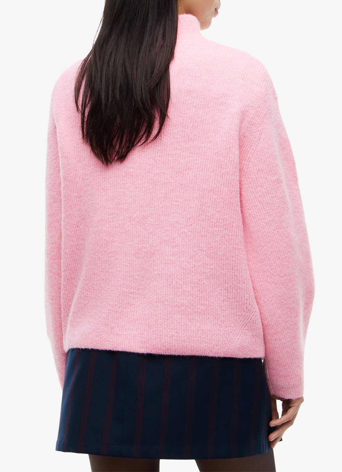 Tommy Hilfiger Tommy Badge ribgebreide trui in alpaca wolblend met logo  - achterkant 5 roze