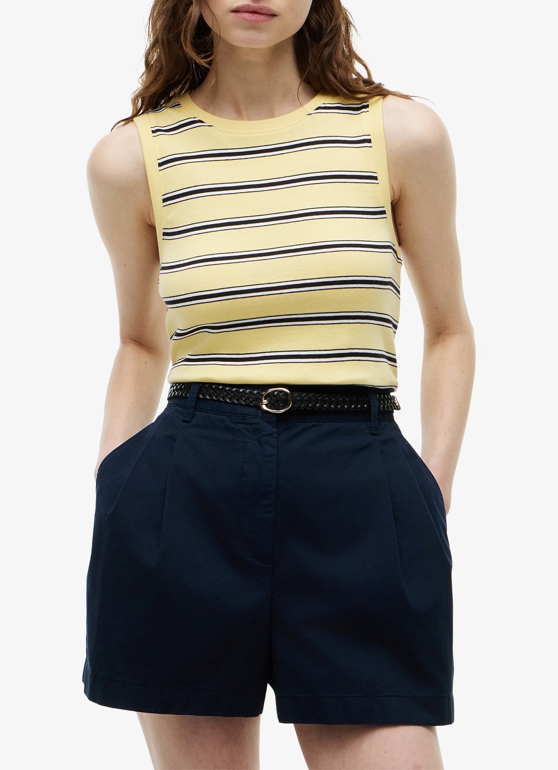Tommy Hilfiger Top met streepprint - detail 4 lichtgeel