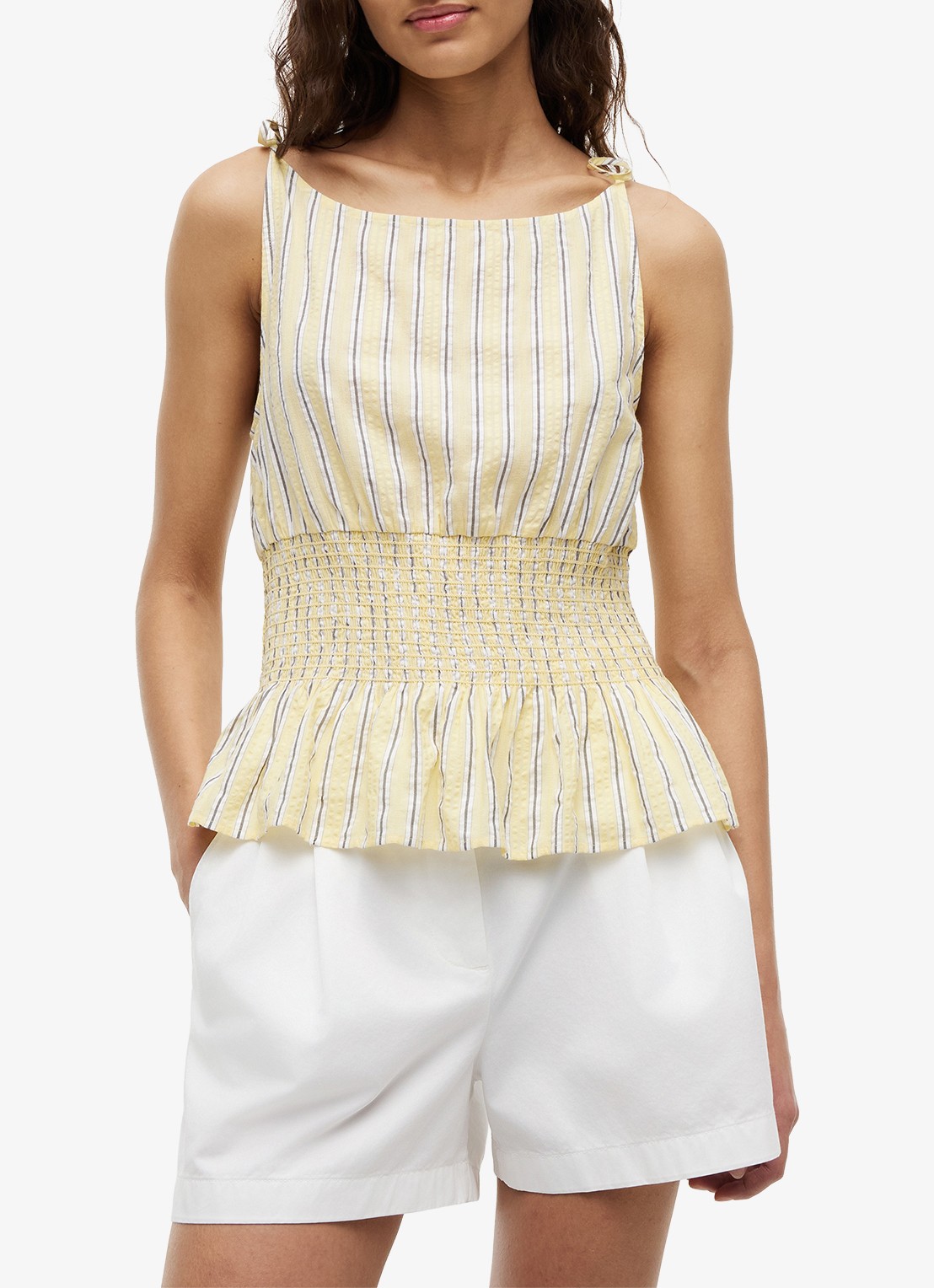 Tommy Hilfiger Top met streepprint - detail 4 lichtgeel