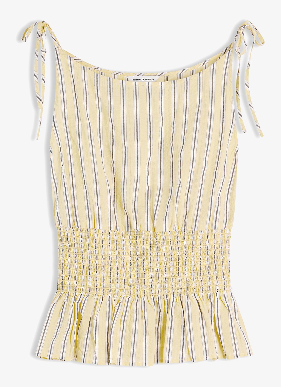 Tommy Hilfiger Top met streepprint - voorkant lichtgeel