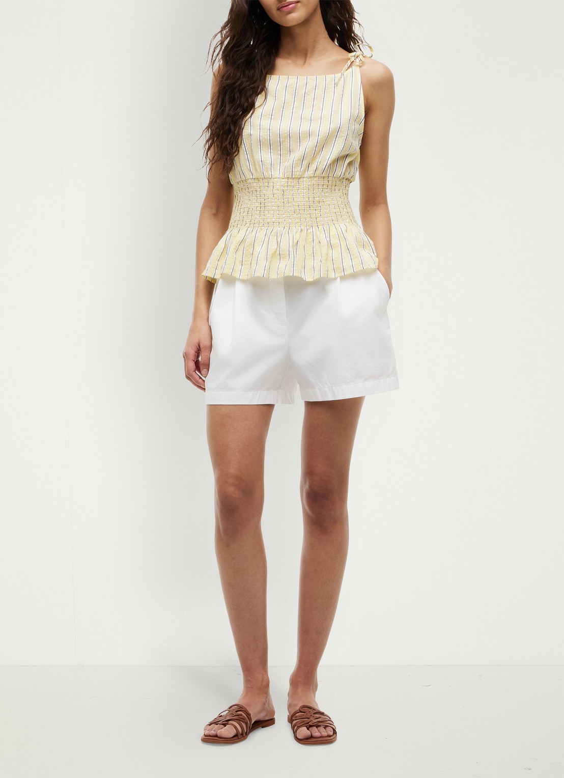 Tommy Hilfiger Top met streepprint - voorkant 2 lichtgeel