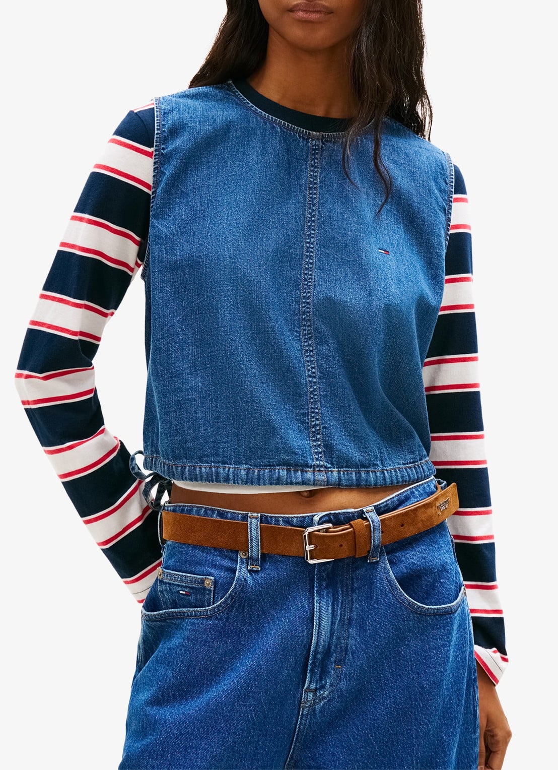 Tommy Hilfiger Top van denim - detail 2 donkerblauw
