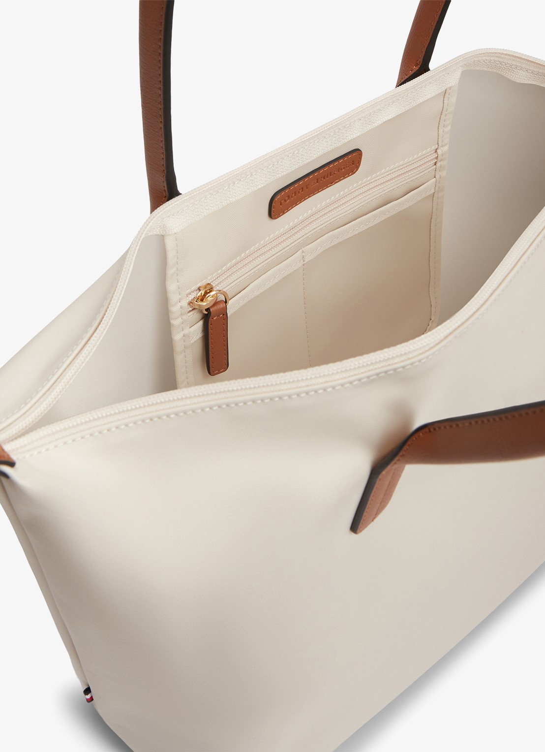Tommy Hilfiger Tote shopper met logo - achterkant 5 soft cream-aeo / beige