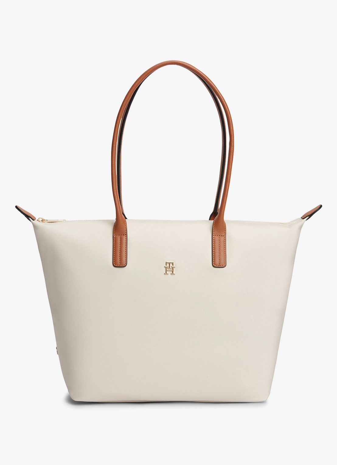 Tommy Hilfiger Tote shopper met logo - voorkant soft cream-aeo / beige