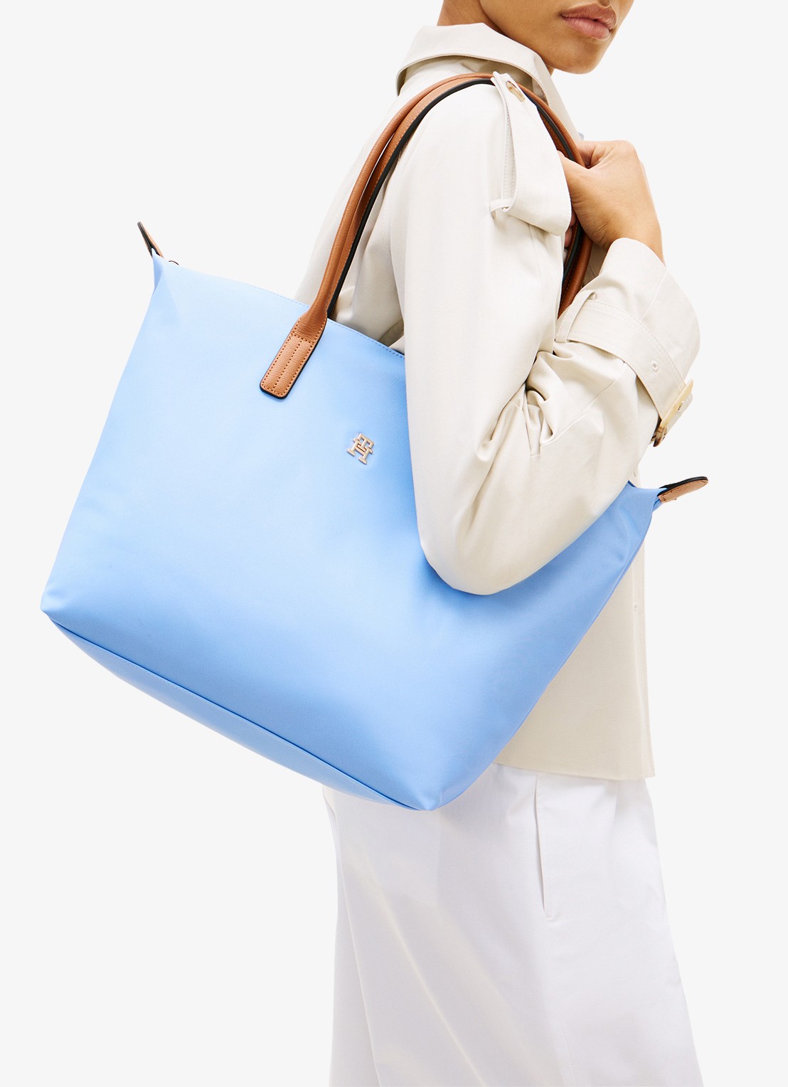Tommy Hilfiger Tote shopper met logo - voorkant 5 well water-c1y / blauw