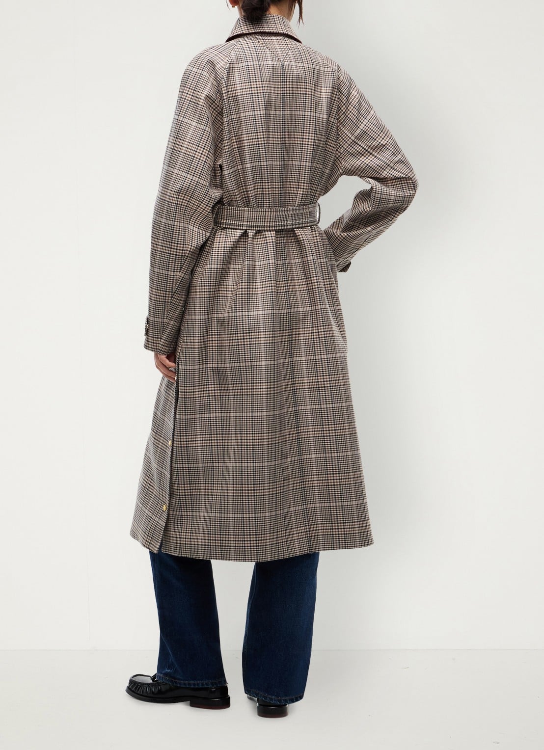 Tommy Hilfiger Trenchcoat met steekzakken en ruitdessin  - achterkant bruin