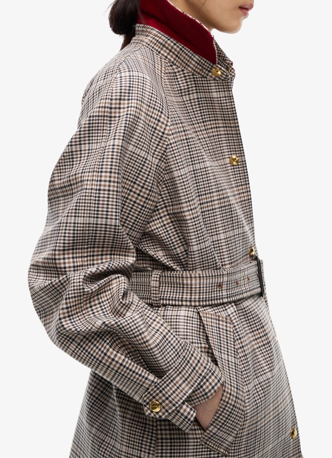 Tommy Hilfiger Trenchcoat met steekzakken en ruitdessin  - detail 3 bruin