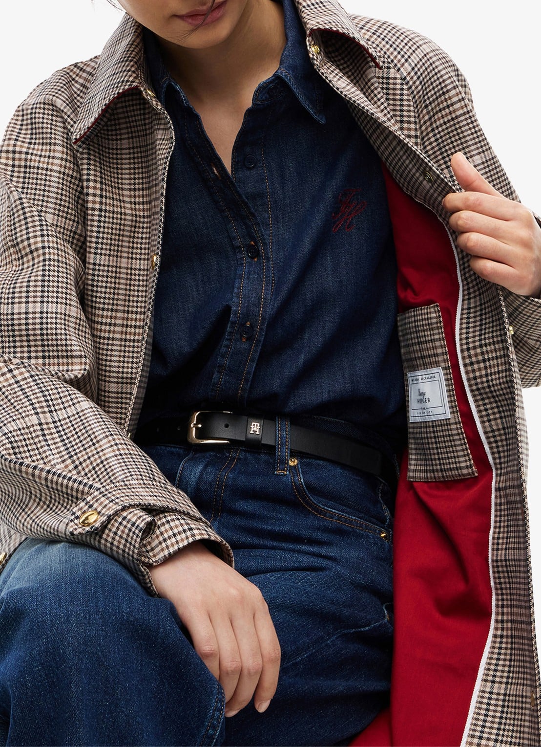 Tommy Hilfiger Trenchcoat met steekzakken en ruitdessin  - detail 4 bruin