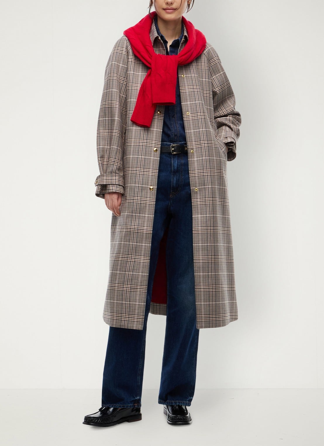 Tommy Hilfiger Trenchcoat met steekzakken en ruitdessin  - voorkant 7 bruin