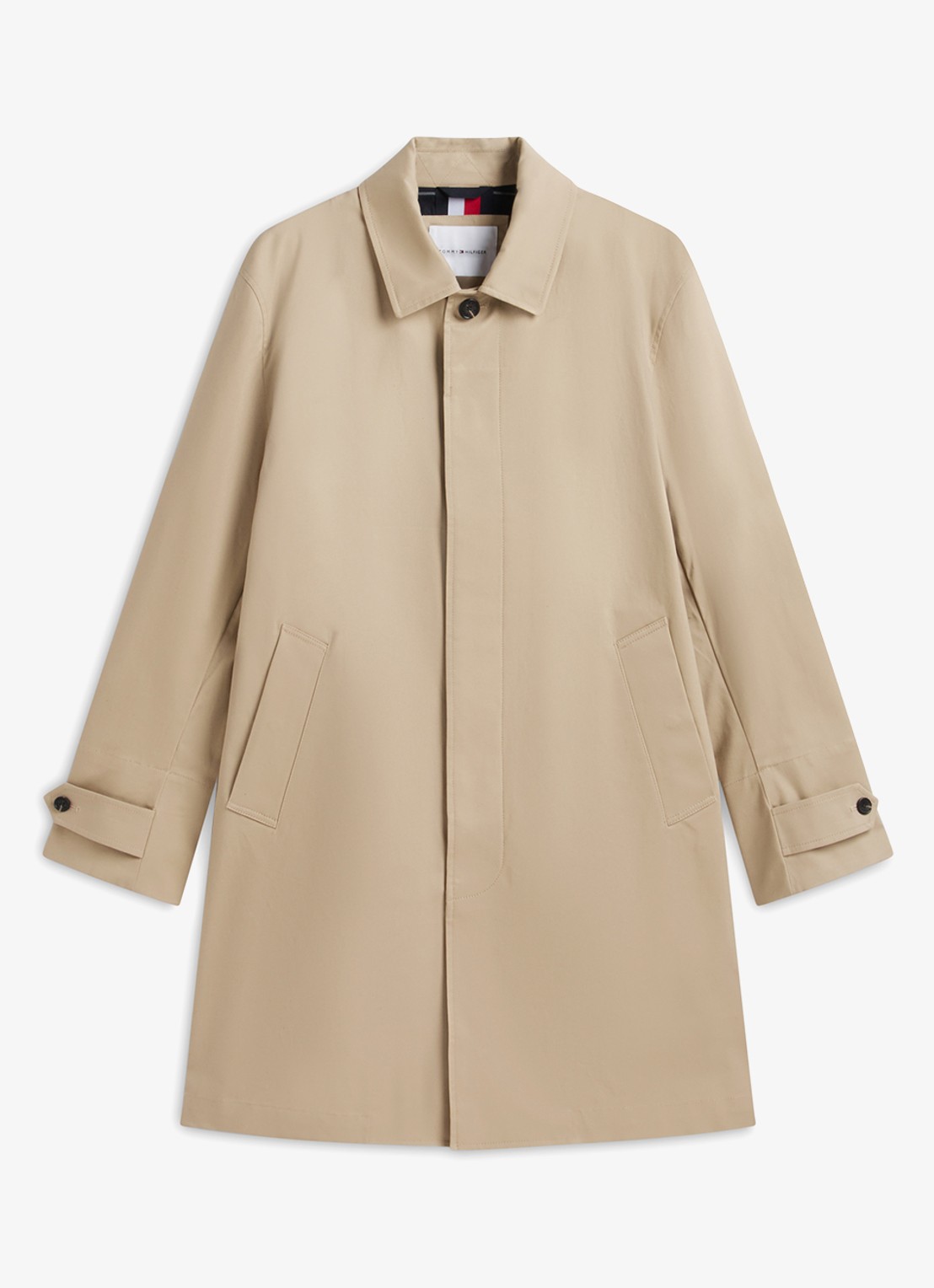 Tommy Hilfiger Trenchcoat met steekzakken - voorkant khaki