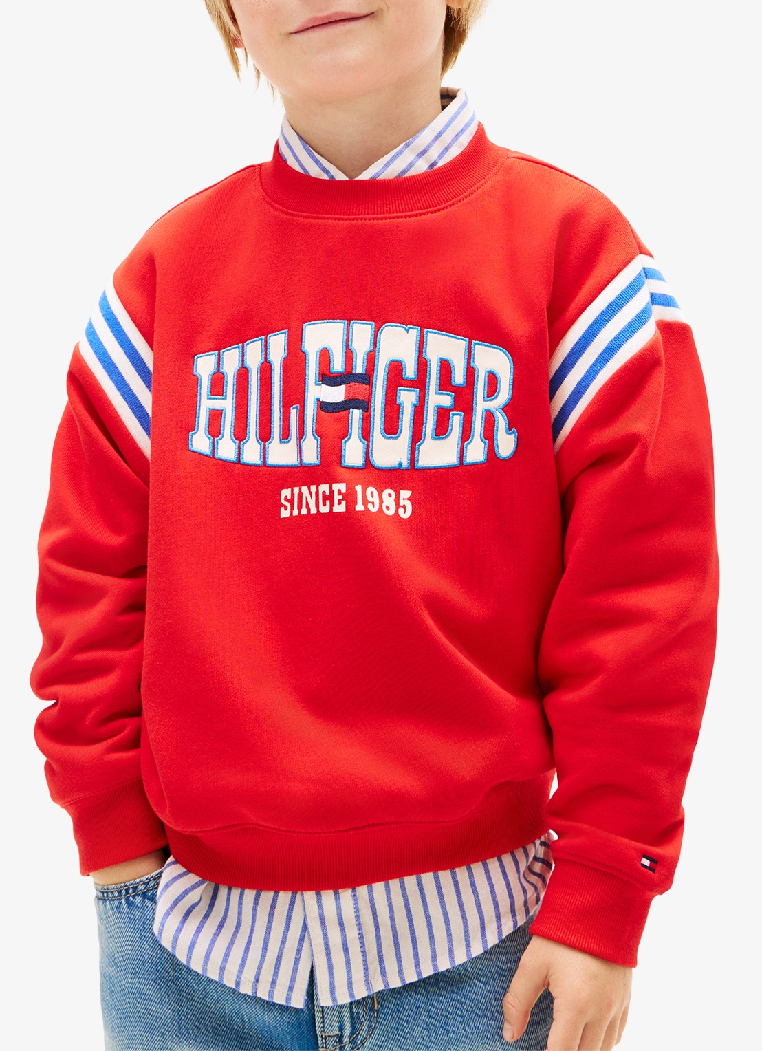Tommy Hilfiger Trui met logoprint - detail rood