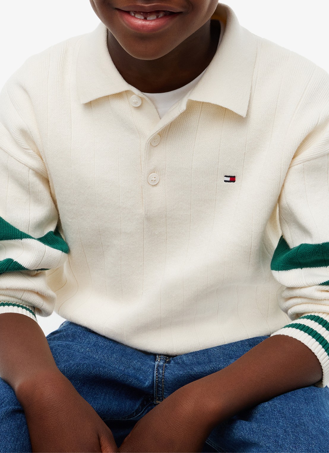 Tommy Hilfiger Trui met polokraag en logo  - detail 2 ivoor