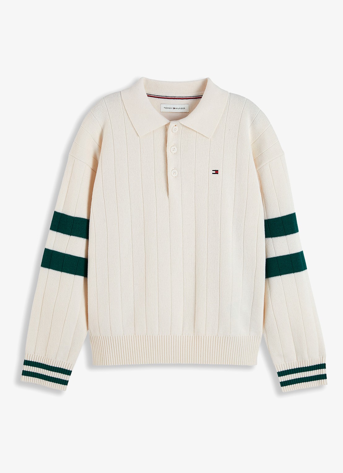 Tommy Hilfiger Trui met polokraag en logo  - voorkant 4 ivoor