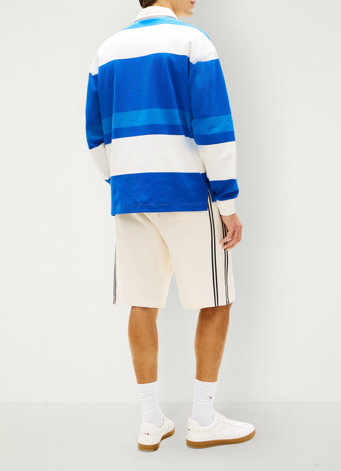 Tommy Hilfiger Trui met polokraag en streepprint - achterkant 5 blauw
