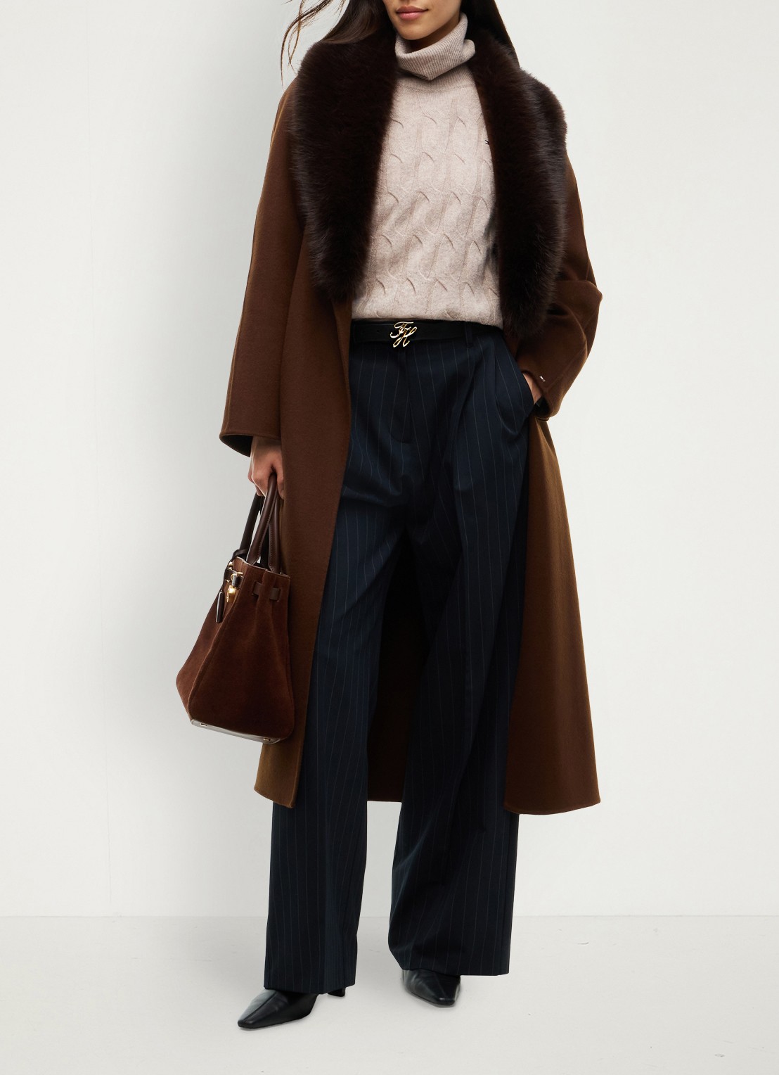 Tommy Hilfiger Trui van wol met col  - voorkant 4 camel