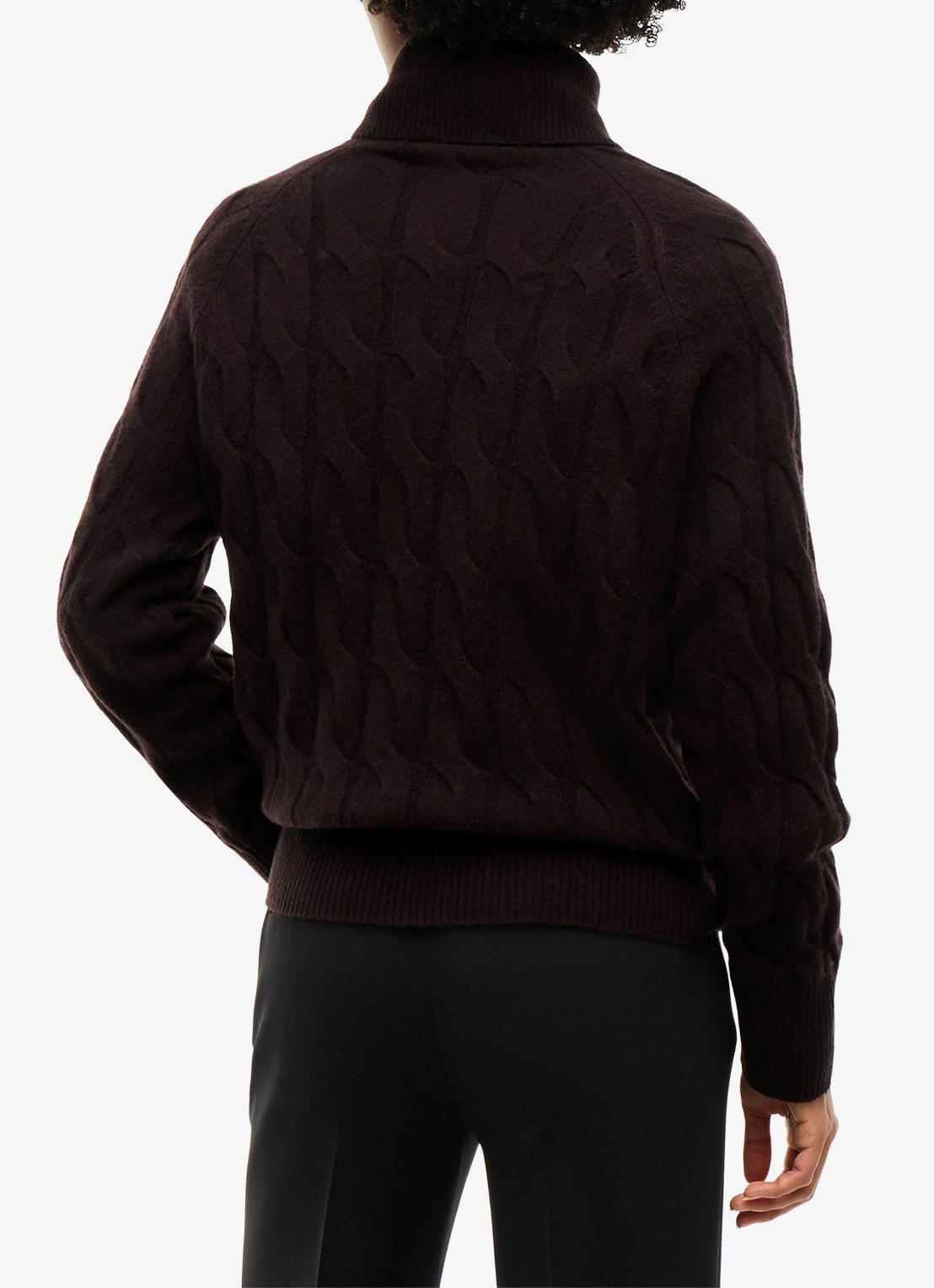 Tommy Hilfiger Trui van wol met col  - achterkant 3 donkerbruin