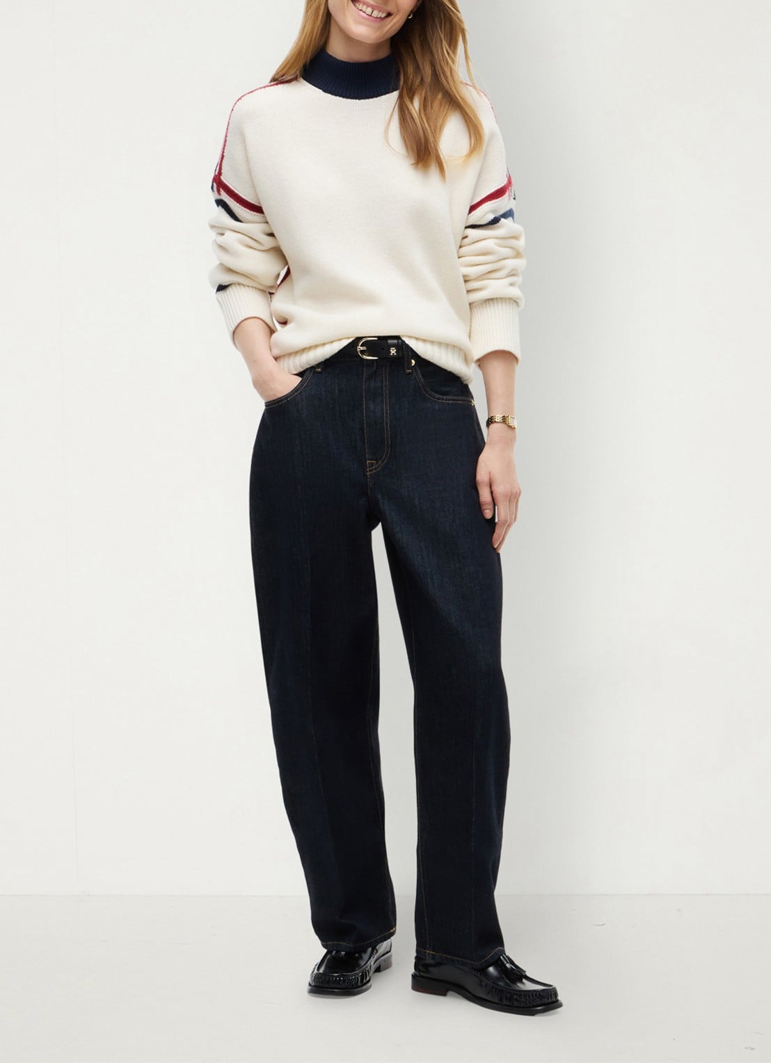 Tommy Hilfiger Trui van wol met col - voorkant 2 ivoor