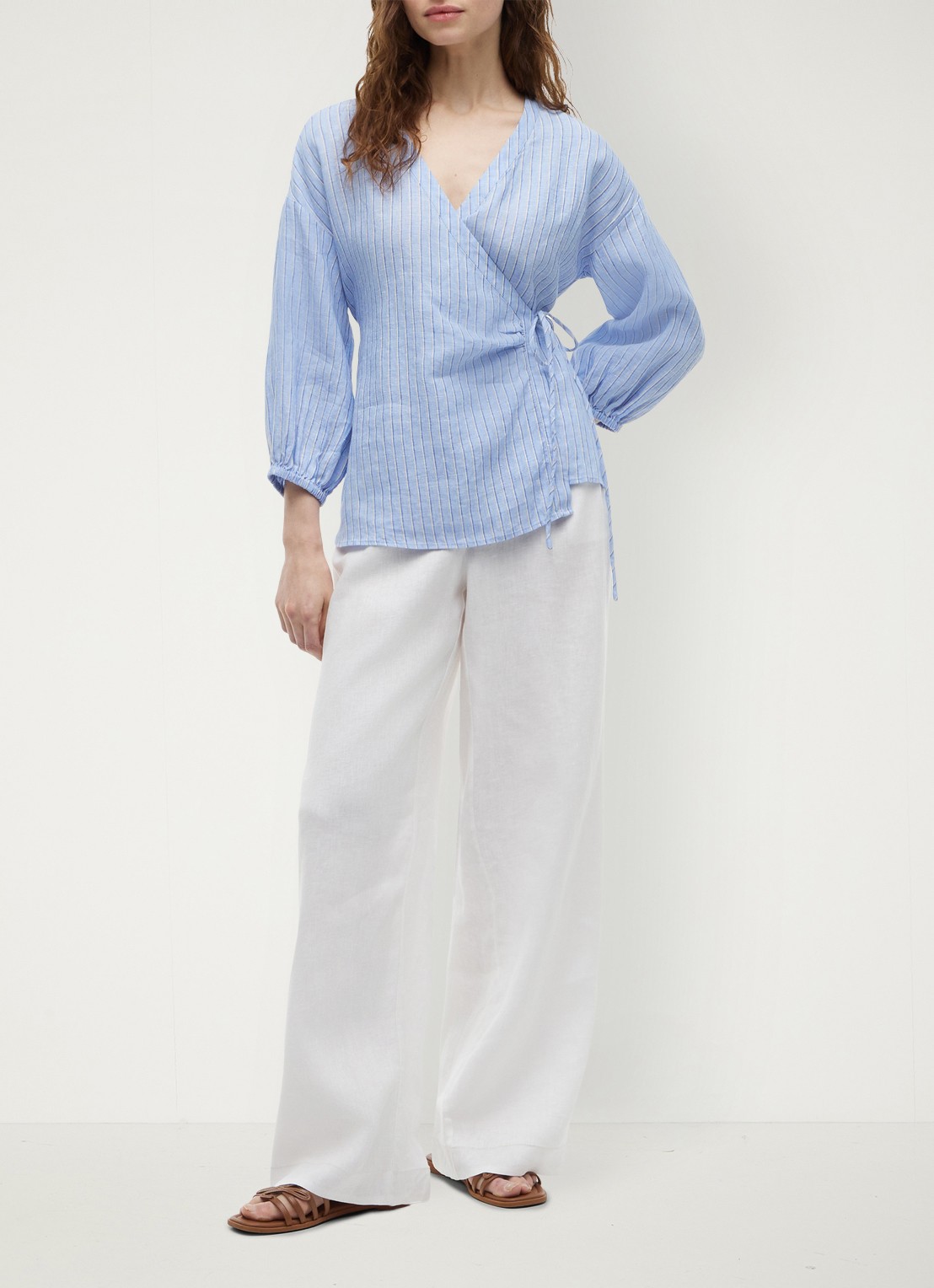 Tommy Hilfiger Tuniek met strikceintuur - voorkant 2 lichtblauw