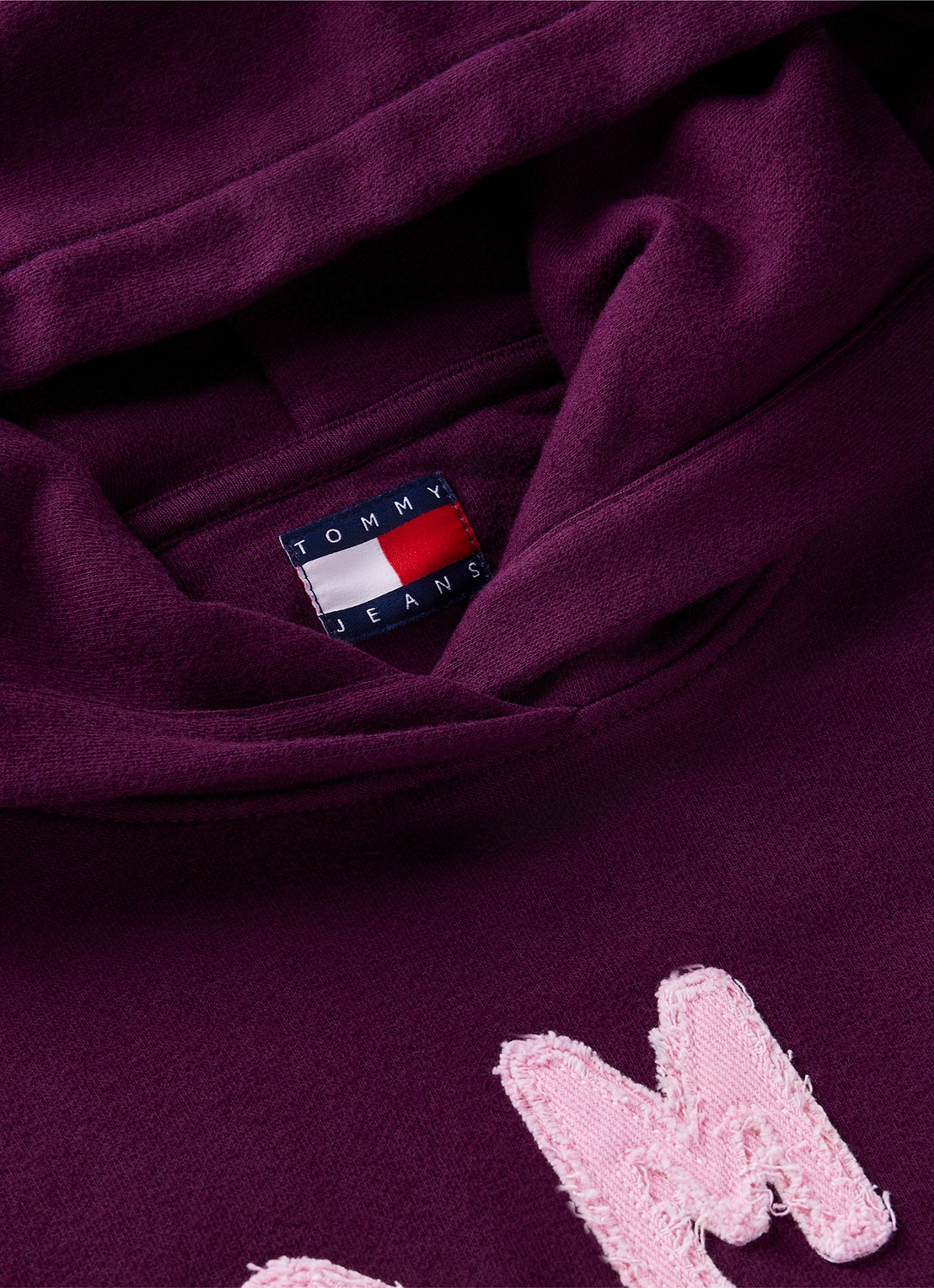 Tommy Hilfiger Varsity hoodie van fleece met logoborduring  - detail 3 paars