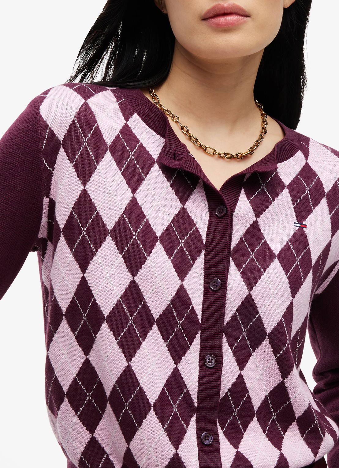 Tommy Hilfiger Vest met rustdessin  - detail 2 paars