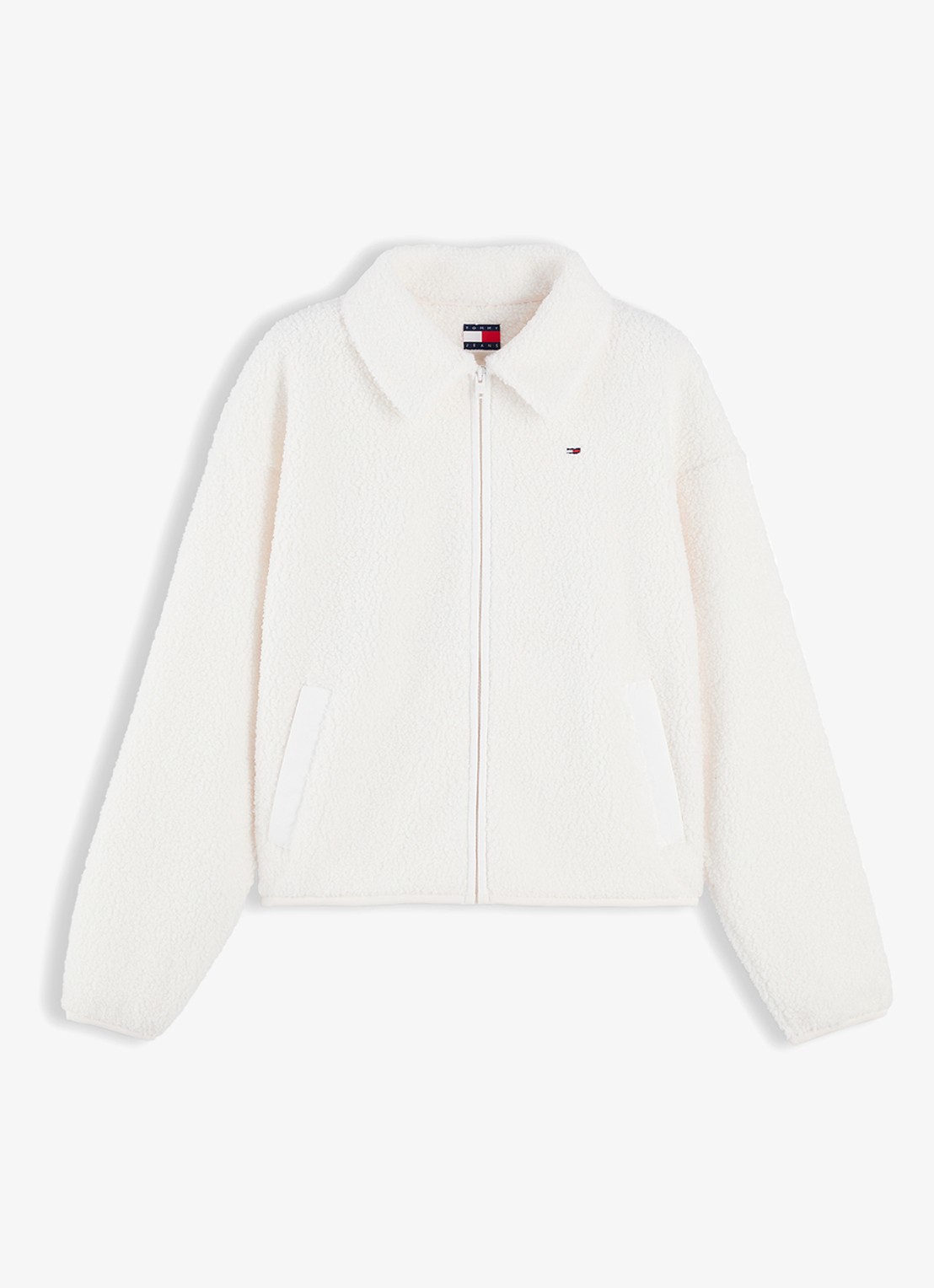 Tommy Hilfiger Vest van teddy met ruit dessin - voorkant 4 wit
