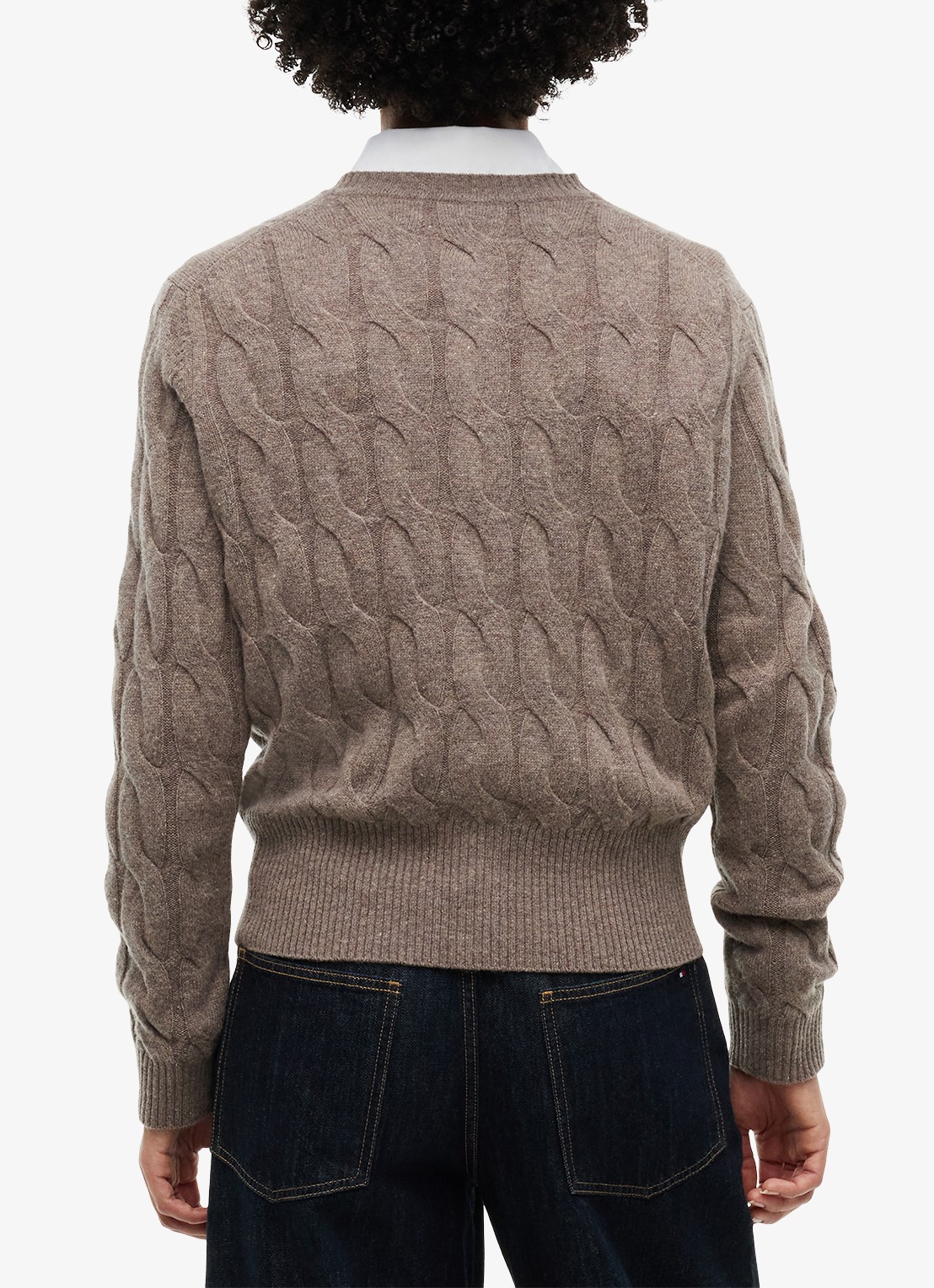 Tommy Hilfiger Vest van wol met logo  - achterkant bruin