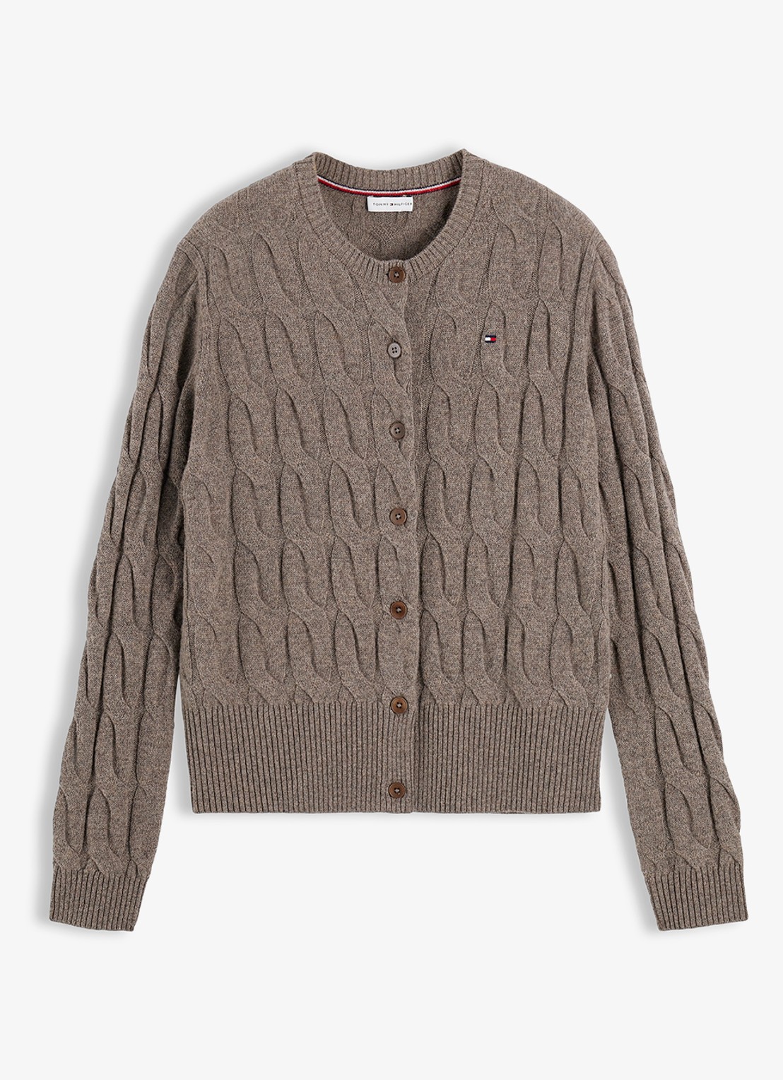 Tommy Hilfiger Vest van wol met logo  - voorkant 2 bruin