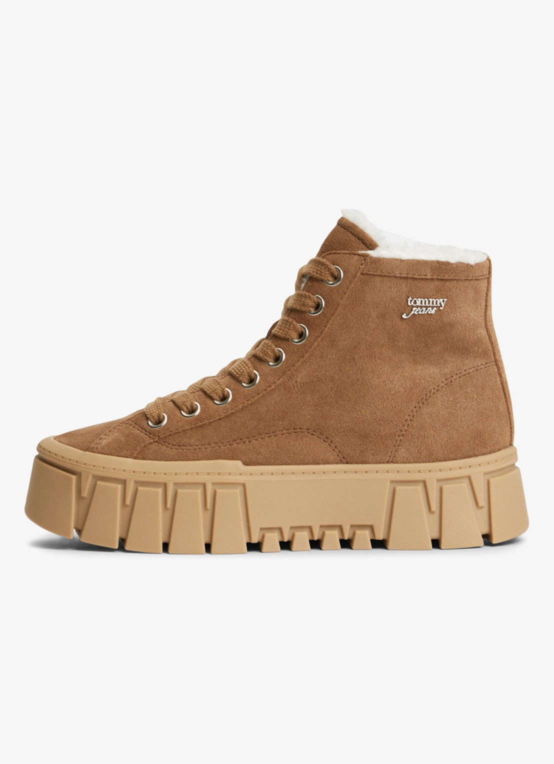 Tommy Hilfiger Veterschoen van suède met plateauzool  - detail 5 camel