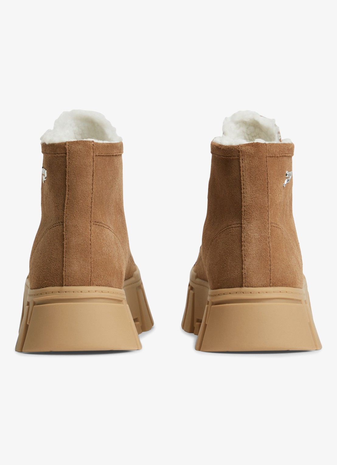 Tommy Hilfiger Veterschoen van suède met plateauzool  - detail 6 camel