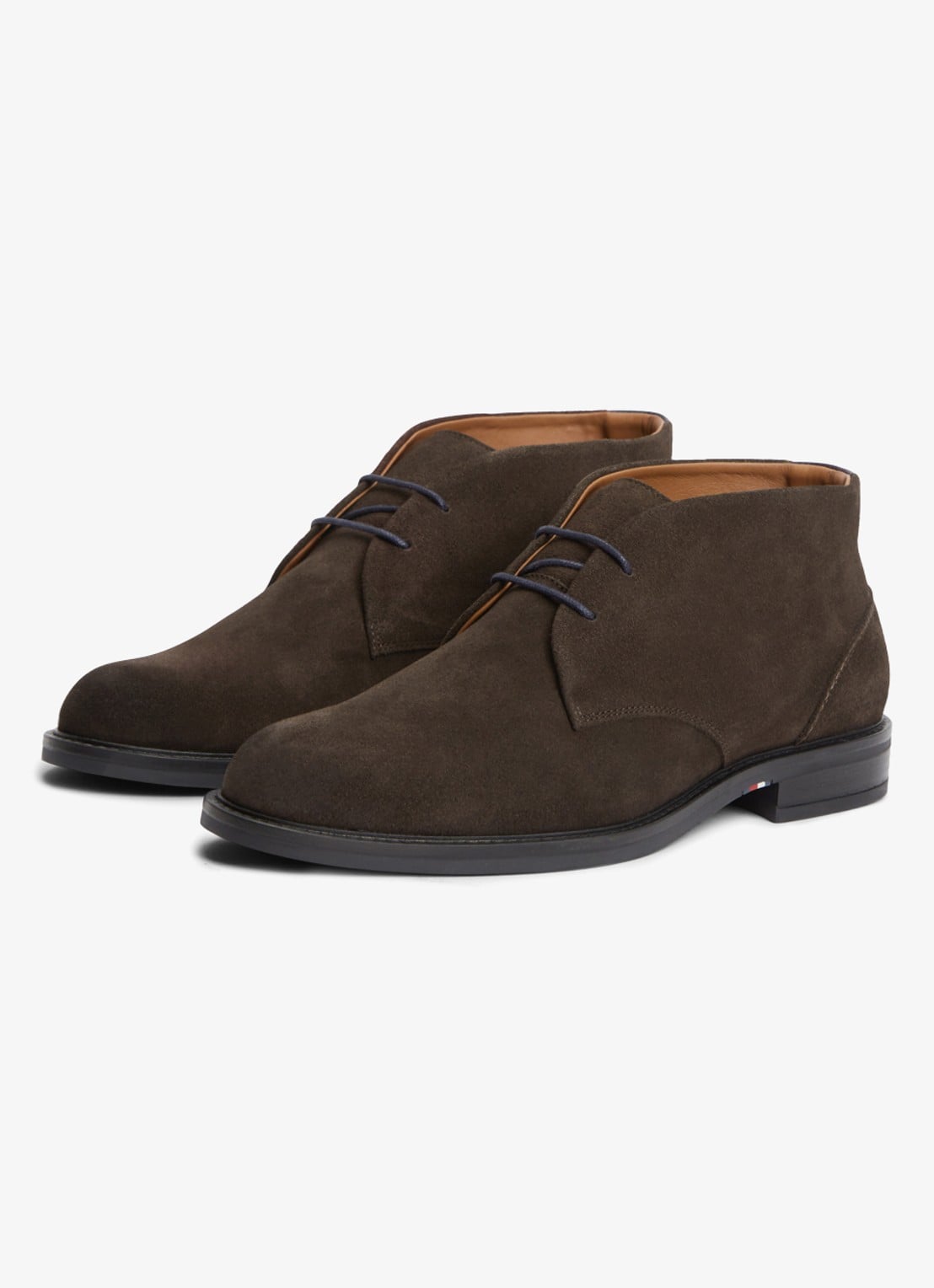Tommy Hilfiger Veterschoen van suède - detail donkerbruin