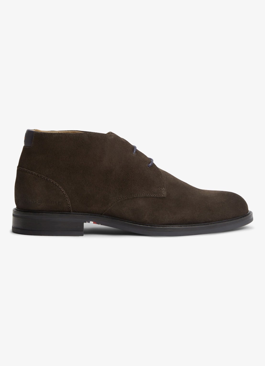 Tommy Hilfiger Veterschoen van suède - voorkant 6 donkerbruin