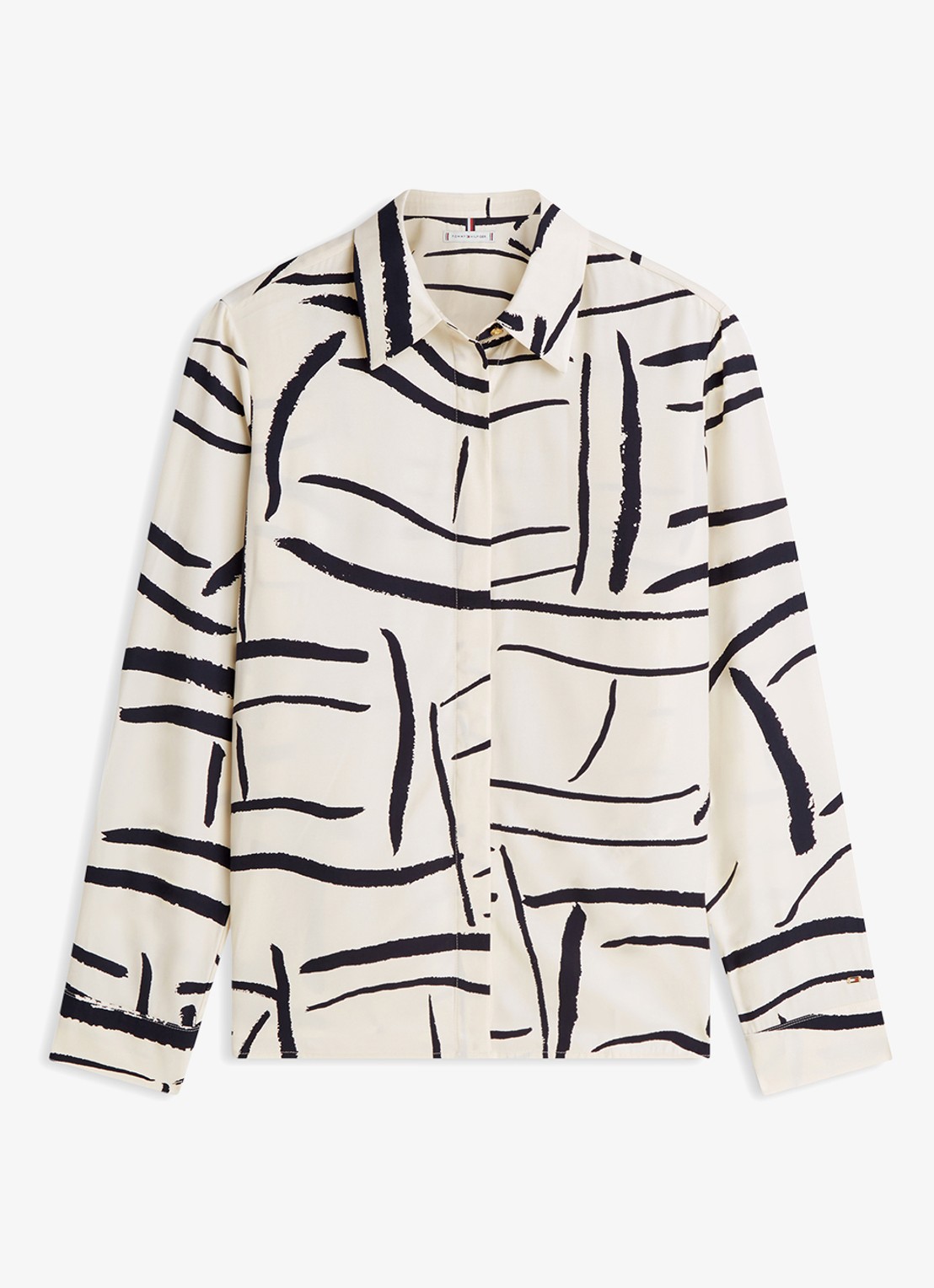 Tommy Hilfiger Vis blouse met grafische print - voorkant 4 beige