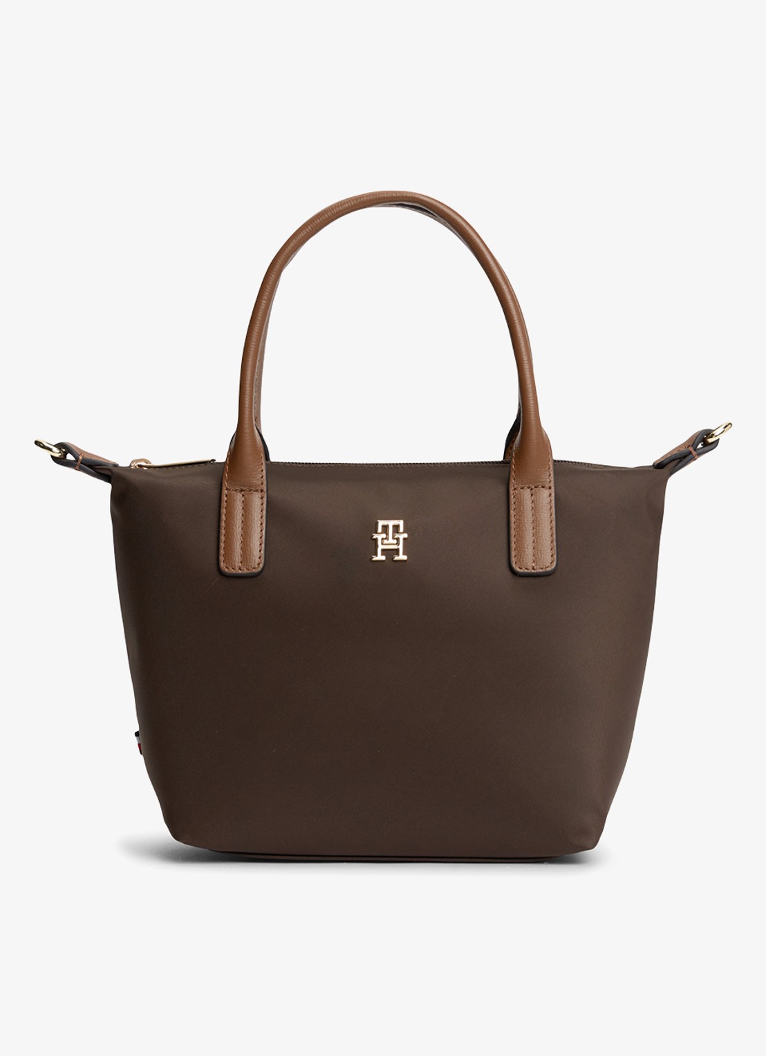 Tommy Hilfiger Webbing Crossbody Tote Bag - voorkant 3 fondant brown-gug