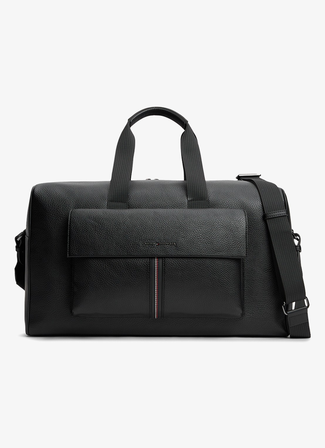 Tommy Hilfiger Weekendtas met logo en afneembare schouderriem - voorkant zwart