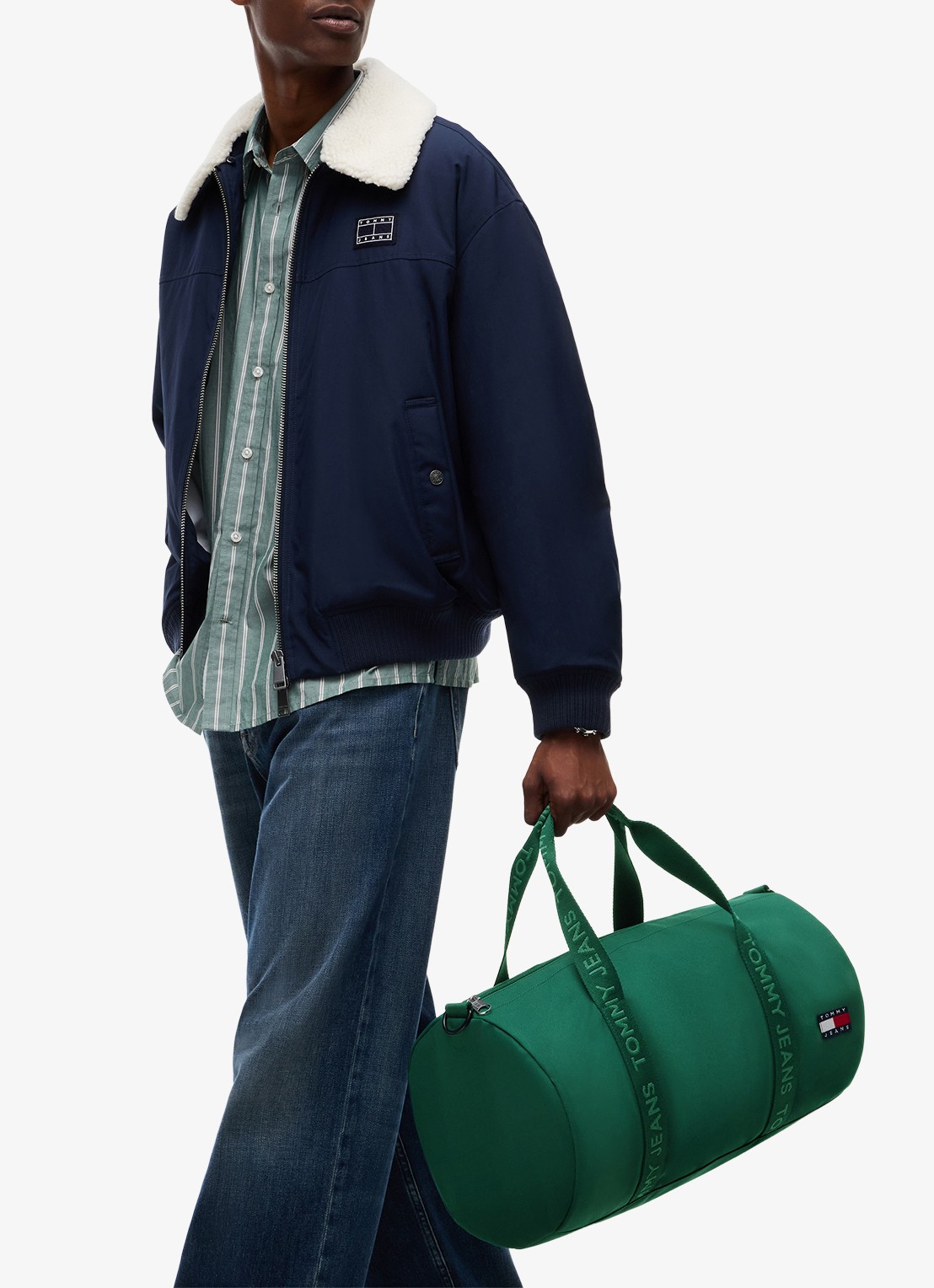 Tommy Hilfiger Weekendtas met logoprint - detail donkergroen