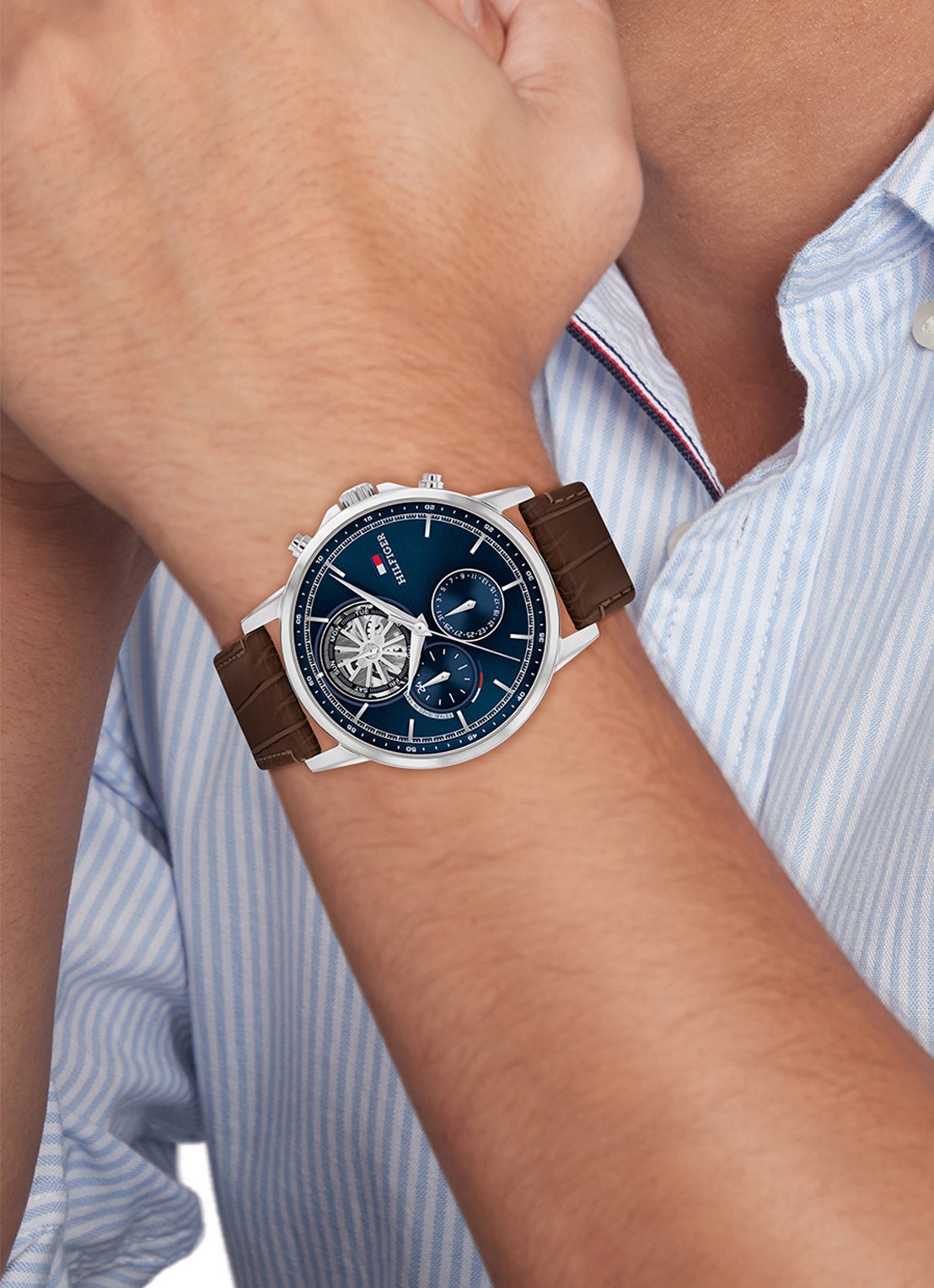 Tommy Hilfiger Wesley horloge TH17910629 - voorkant 4 bruin