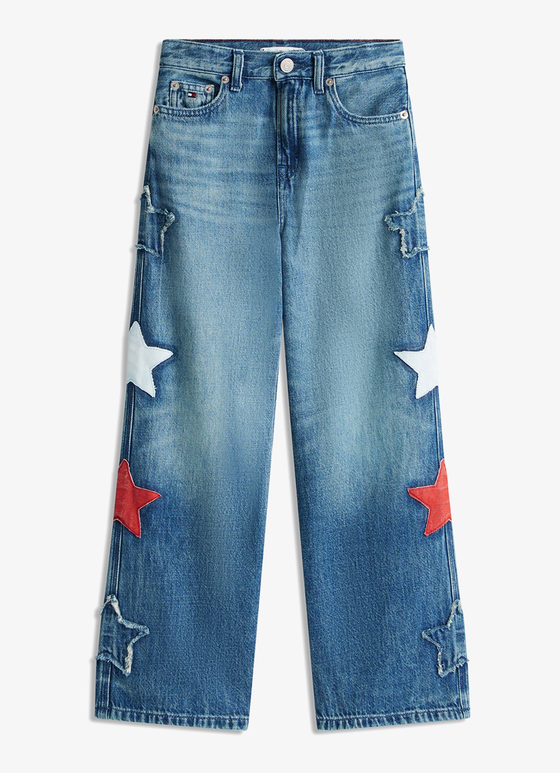 Tommy Hilfiger Wide leg jeans met borduring - voorkant 4 indigo
