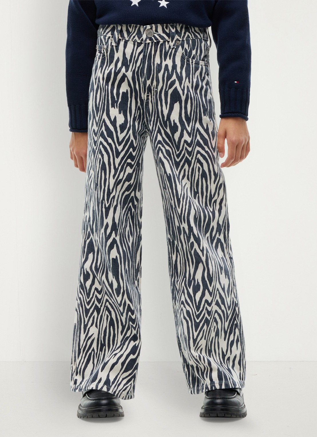 Tommy Hilfiger Wide leg jeans met zebraprint - detail multicolor