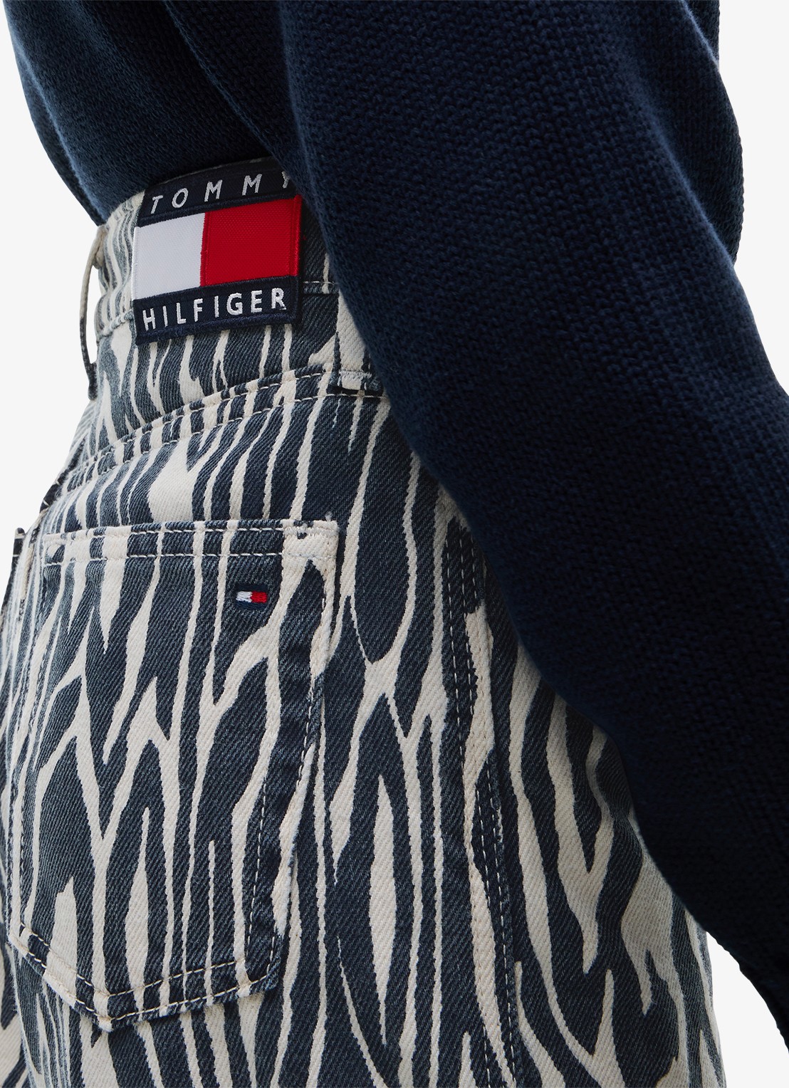 Tommy Hilfiger Wide leg jeans met zebraprint - detail 2 multicolor