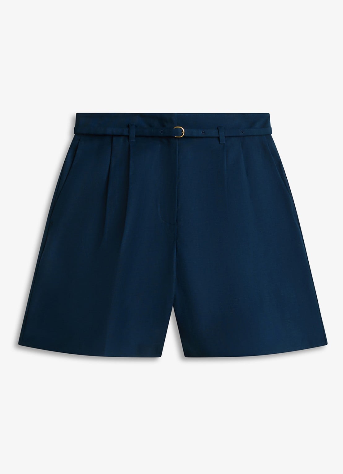 Tommy Hilfiger Wide leg korte broek van linnen met steekzakken - voorkant donkerblauw