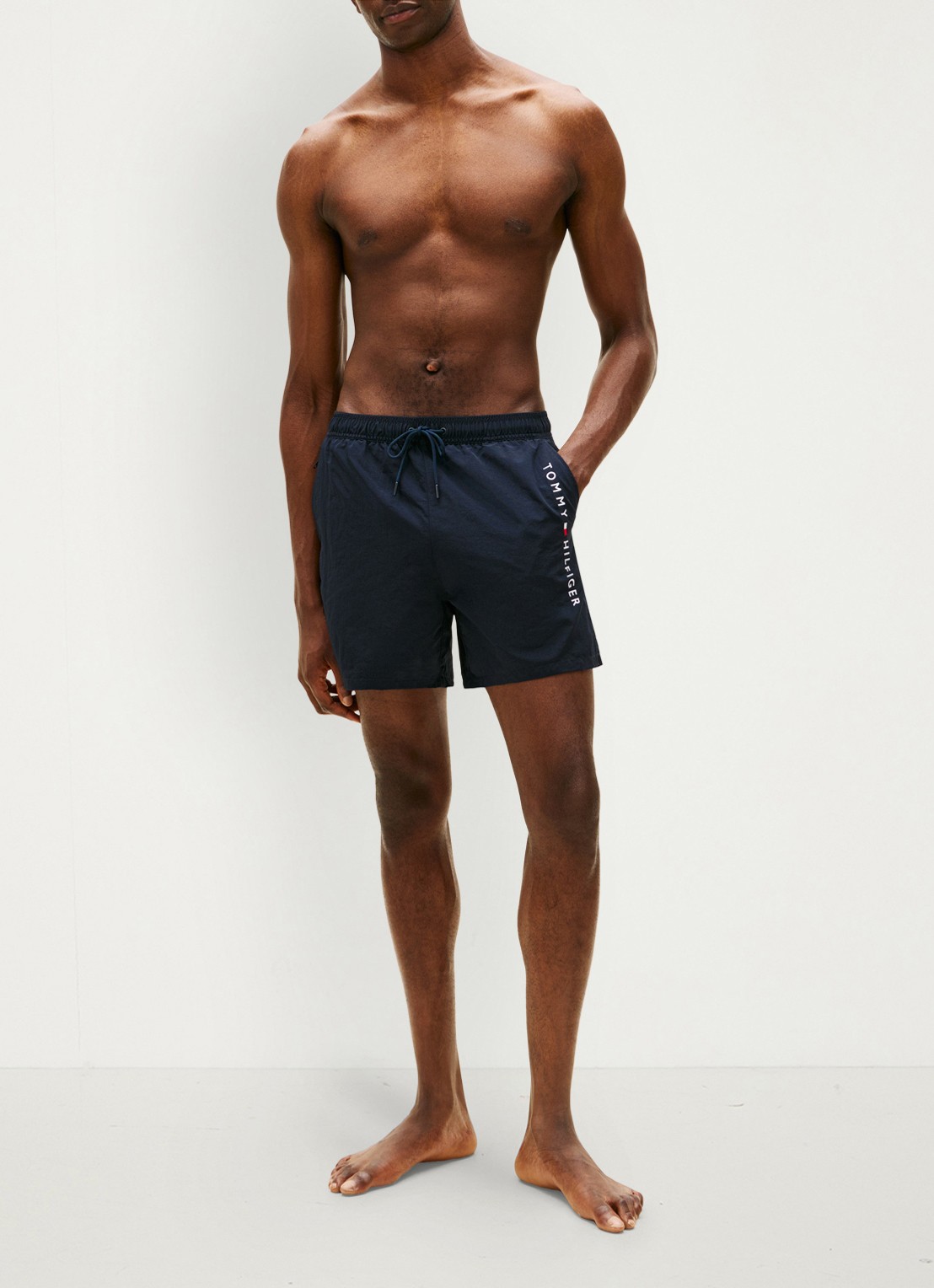 Tommy Hilfiger Zwemshorts met logo - voorkant 5 donkerblauw