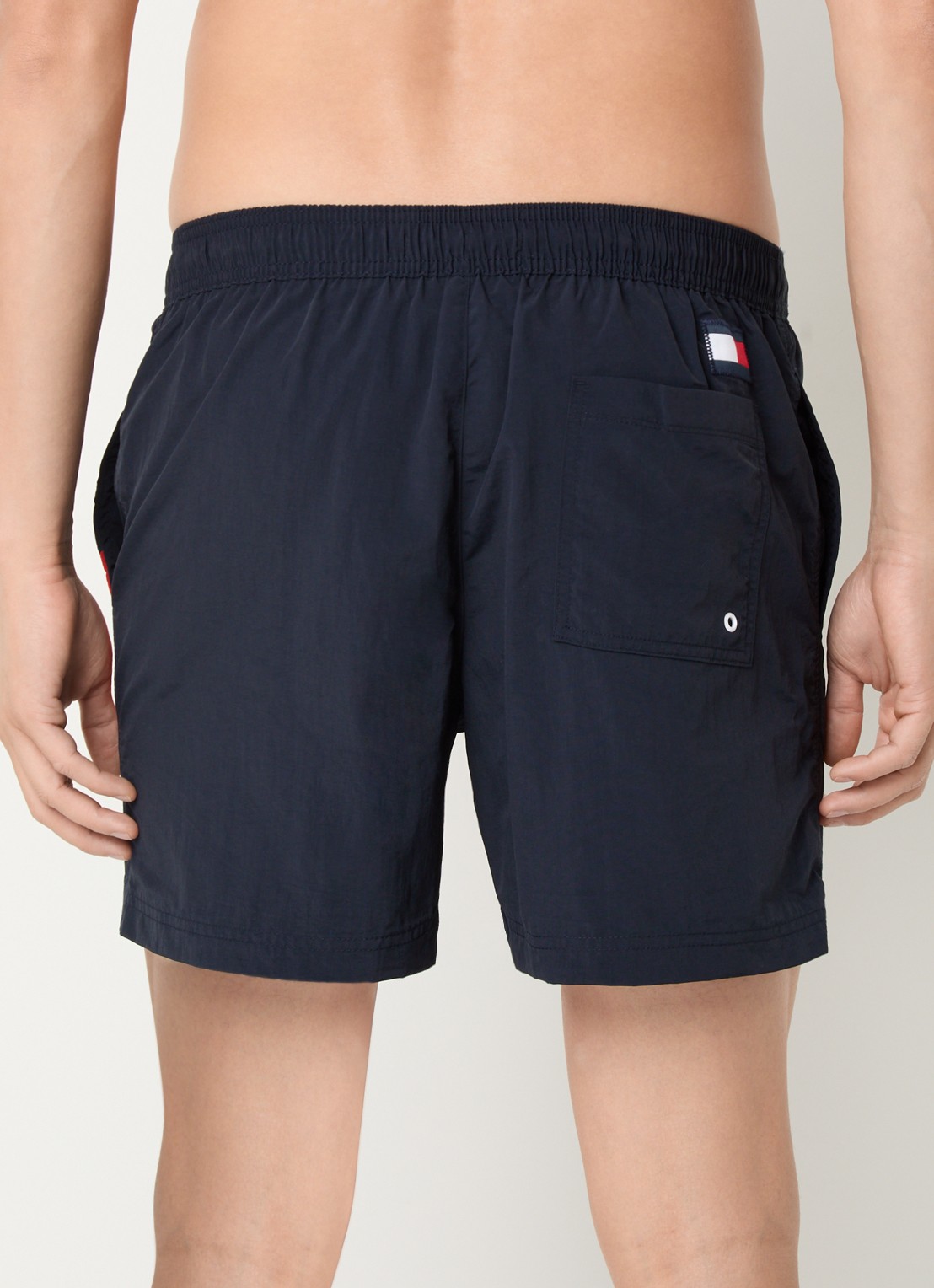 Tommy Hilfiger Zwemshorts met logoprint en steekzakken - achterkant 3 donkerblauw