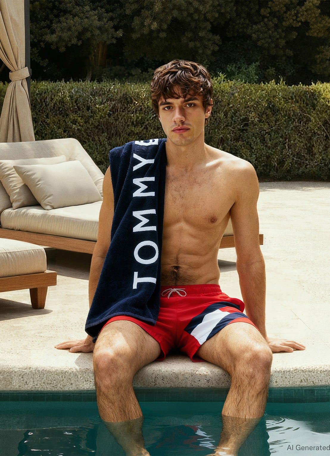 Tommy Hilfiger Zwemshorts met logoprint en steekzakken - detail rood