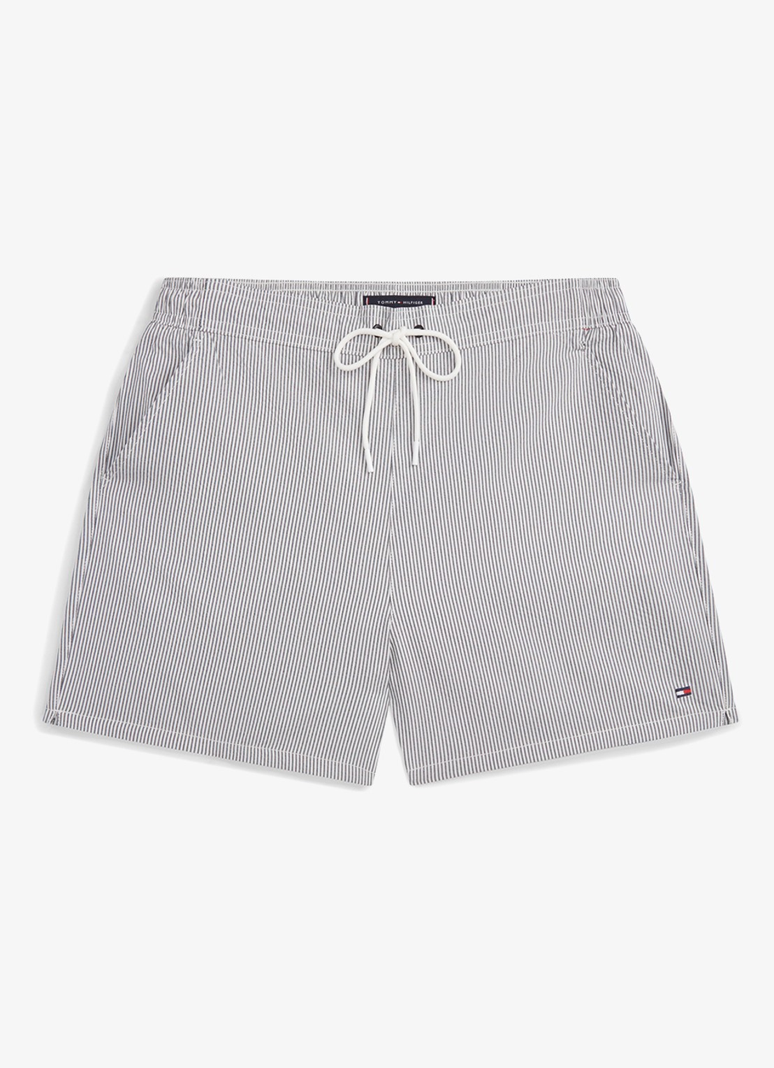 Tommy Hilfiger Zwemshorts met streepprint en logo - voorkant 3 grijs