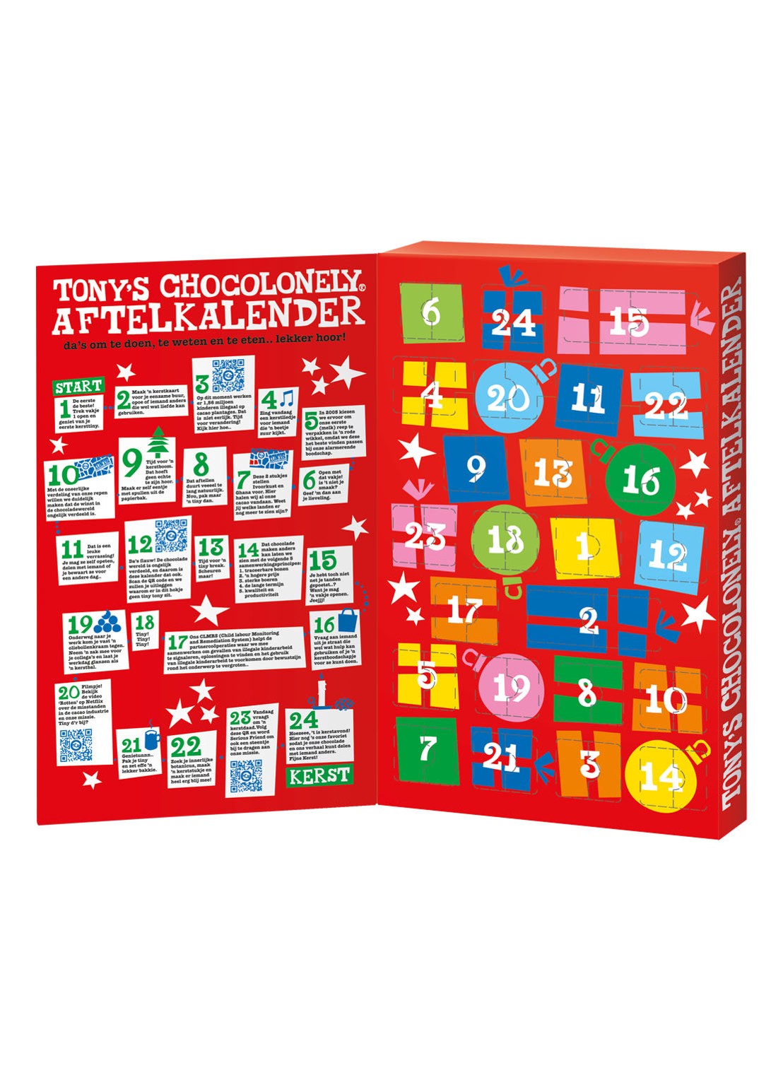 Tony's Chocolonely Kerst chocolade adventskalender 24 stuks - voorkant 2 undefined