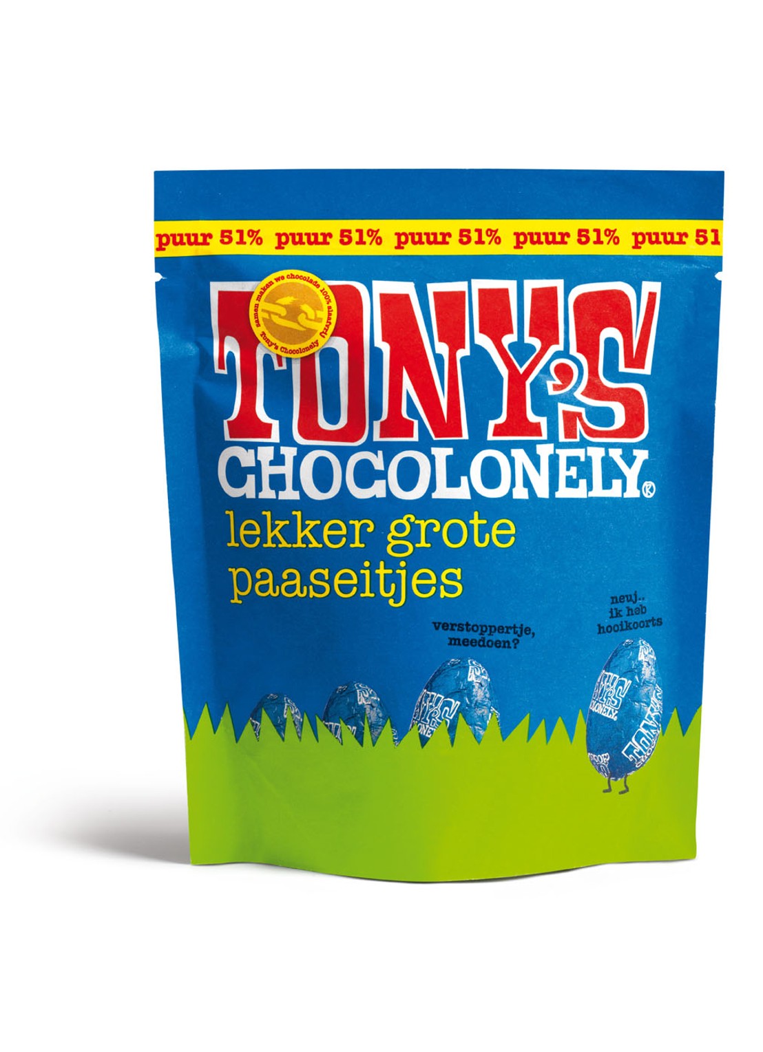 Tony's Chocolonely Paaseitjes pure chocolade 14 stuks - voorkant undefined