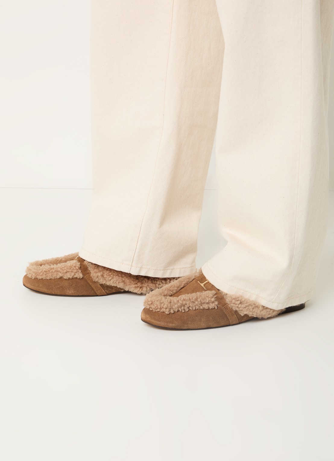 Toral Daphne loafer van suède met details van teddy - voorkant 6 lichtbruin