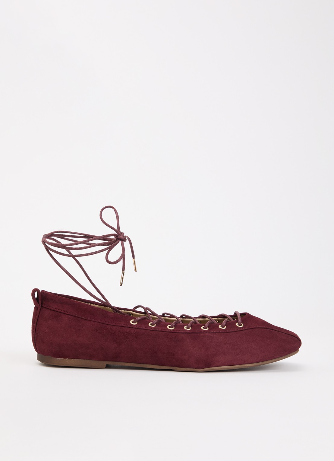 Toral Janis ballerina van suède - voorkant bordeauxrood