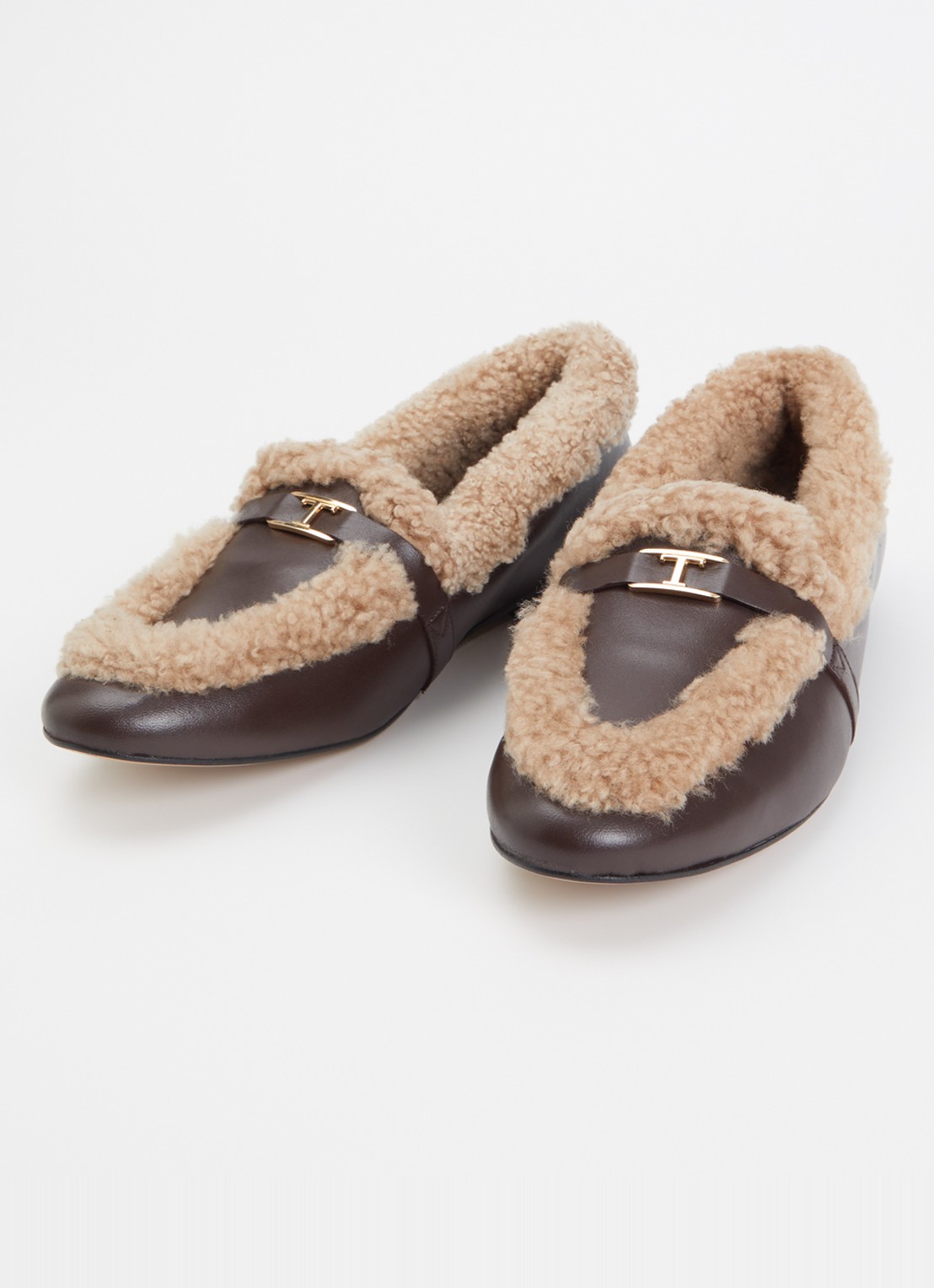 Toral Lily loafer van leer met schapenvacht - detail 3 chocoladebruin